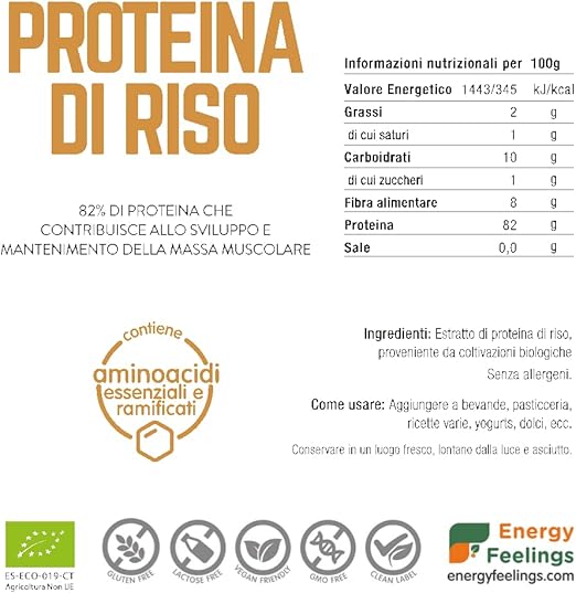 Energy Feelings Organic Rice Protein Powder 500g