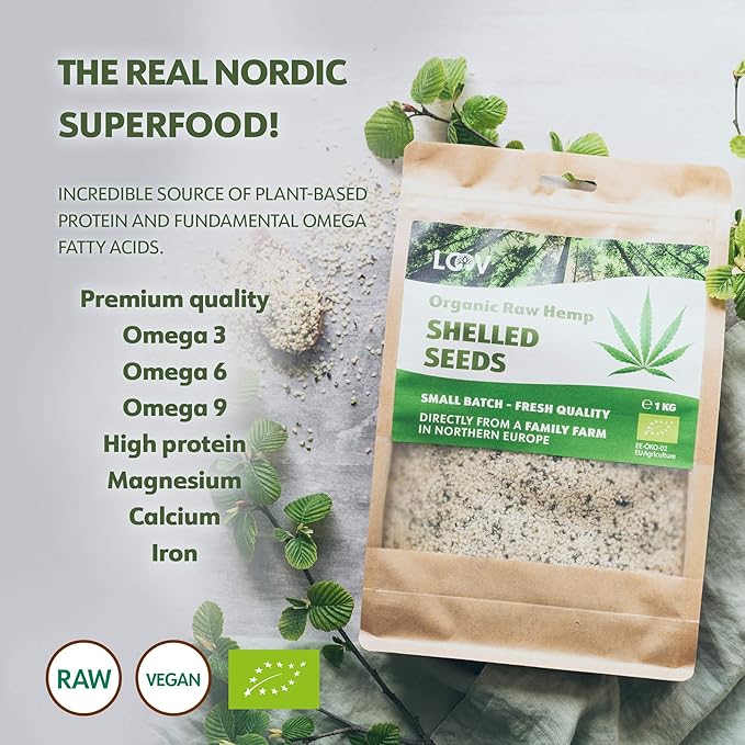 LOOV Organic Hemp Seeds, Hemp Hearts, 1 kg